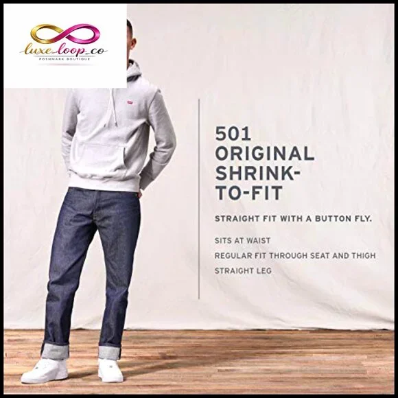 Classic Straight Leg Jeans Regular Fit Shrink-to-Fit Denim Retro Style